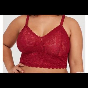 Torrid Sz 0 Lace Bralette Biking Red color